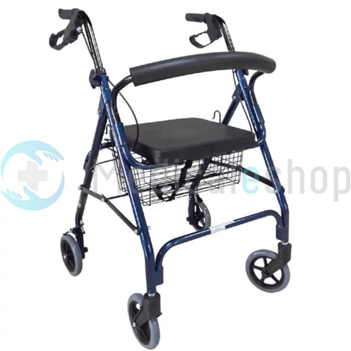 Walker Rollátor acél kék /steel blue színben max. teherbírása 100 kg