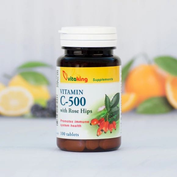 Vitaking C-vitamin 500MG 100 darabos tabletta csipkebogyóval